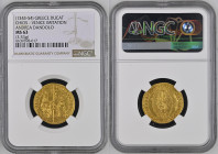 VENEZIA Grecia Chios Ducato imitazione di Andrea Dandolo (1342-1354) Au Gr.3,53. FR 2A; LUNARDI-COLONIE CS6. NGC MS63 (n.6639398-017). Molto raro. Mon...