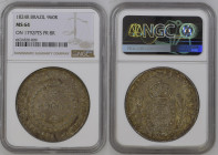 BRASILE Pedro I (1822-1831) 960 Reis 1824 su 1792 PTS-PR 8 Reales zecca Potosì Ag Gr.26,90. Zecca Rio De Janeiro. NGC MS64 (n.6631820-009).