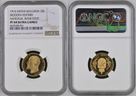 BULGARIA Ferdinando I (1908-1918) 20 Leva 1912 Au Gr.6,45. National Bank Issue restrike. Dichiarazione di indipendenza. KM#33; N#60440. NGC PF68 ULTRA...