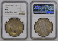 CINA Republic Fat Man Dollar 1920 Anno IX Ag Gr.26,40. L&M-77; Y#329.6; KANN-666. NGC MS62 (n.2134610-014). Raro.