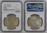 CINA Republic Dollaro Memento 1927 Ag Gr.26,40. L&M-49; Y#318A. Variante stella a 6 punte. NGC MS65 (n.6633493-010).
