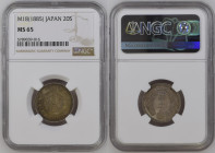 GIAPPONE Mutsuhito Japan Anno 18 (1885) 20 sent zecca Osaka Ag Gr.5,39. Y#24; JNDA 01-21. Zecca Osaka. NGC MS65 (n.5789039-016).