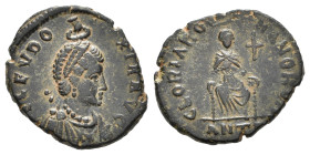 Impero Romano. Aelia Eudoxia (400-404), moglie di Arcadio. Antiochia. Centennionale. AE (2,40 g). R/GLORIA ROMANORVM. SPL Spedizione solo in Italia. M...