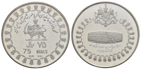 IRAN. 75 Rials SH 1350 (1971). Ag. KM#1186. Proof