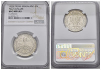 SAN MARINO. 10 Lire 1932 Prova. Ag. FDC. Slab NGC - UNC Details Cleaned