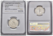 SAN MARINO. 5 Lire 1938 Prova. Ag. FDC. Slab NGC - MS 66+