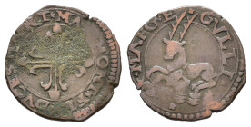 CASALE. Guglielmo Gonzaga, Reggenza della madre Margherita (1550-1566). Quarto. Mi (0,95 g). MIR 262. RR. MB+
