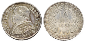 ROMA. Stato Pontificio. Pio IX (1846-1878). 10 soldi 1868 A.XXII. Ag. Gig. 307. SPL