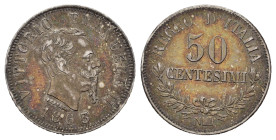 Regno d'Italia. Vittorio Emanuele II (1861-1878). Napoli. 50 centesimi 1863 N "Valore". Ag. Gig. 77. SPL+