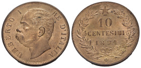 Regno d'Italia. Umberto I (1878-1900). 10 centesimi 1894 Bi (Birmingham). Gigante 50. FDC