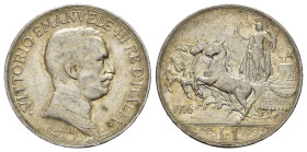 Regno d'Italia. Vittorio Emanuele III (1900-1943). 1 lira 1916 "Quadriga briosa". Gig. 138. R. qFDC