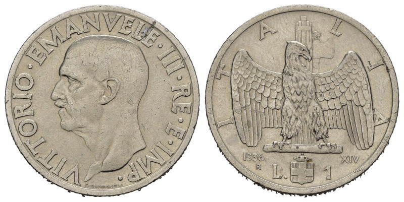 Regno d'Italia. Vittorio Emanuele III (1900-1943). 1 lira 1936 "Impero" Ni. Gig....