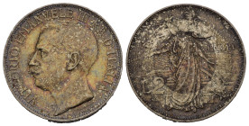 Regno d'Italia. Vittorio Emanuele III (1900-1943). 2 lire 1911 "Cinquantenario". Gig. 100. Patina a bersaglio. SPL