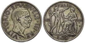 Regno d'Italia. Vittorio Emanuele III (1900-1943). Roma. 20 lire Littore 1928 anno VI. Ag. BB