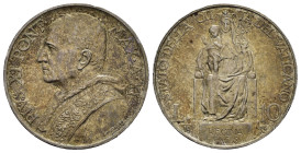 VATICANO. Pio XI (1929-1938) 10 lire 1932. Ag. qFDC