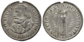 MEDAGLIE ITALIANE – REGNO D’ITALIA – VITTORIO EMANUELE II (1861-1878) – GIUSEPPE GARIBALDI - FASCIO DELLA DEMOCRAZIA - RARA. Medaglia, portativa con a...