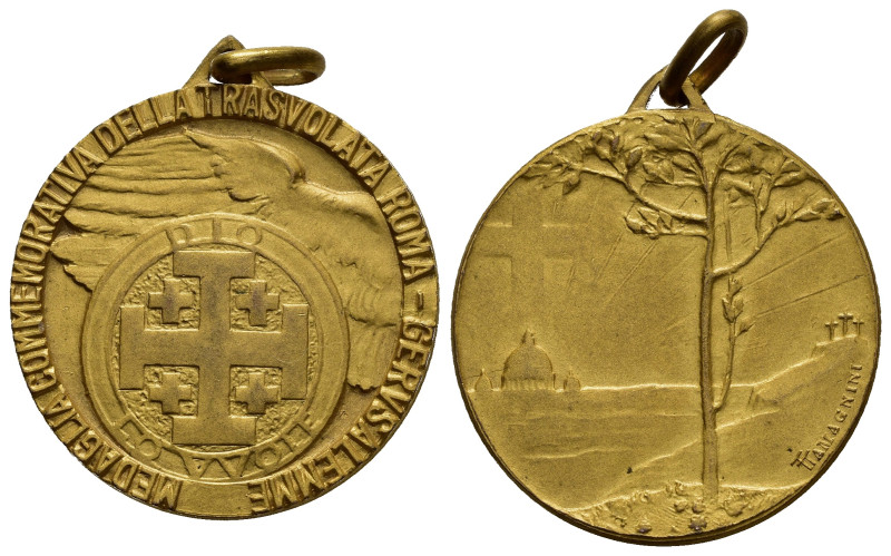 MEDAGLIE PAPALI – PIO XI (1922-1939) - TRASVOLATA ROMA GERUSALEMME - RARA. Medag...