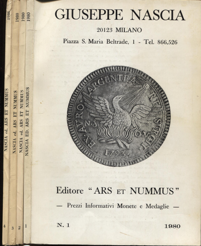 ARS ET NUMMUS. Milano, 1980. Listini a prezzo fisso ( 4 fascicoli 1980 ) complet...