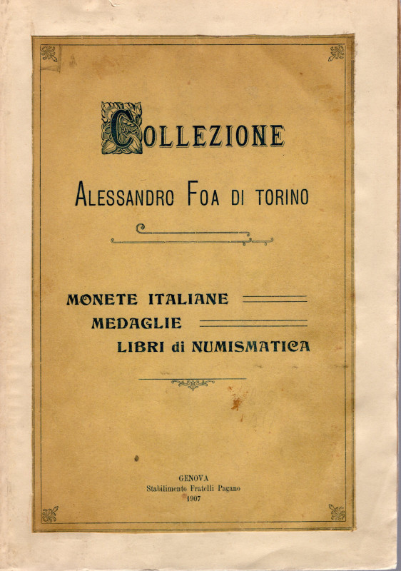 RATTO R. - Genova, 11 - Novembre, 1907. Collezione Alessandro Foa di torino. Mon...