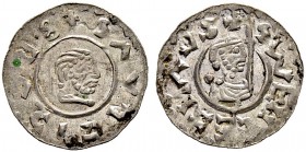 MÜNZEN DES MITTELALTERS AUS BÖHMEN 
 Bretislaus II., Teilfürst in Brünn 1092-1100, Fürst von Böhmen 1092-1100 
 Denar 1092-110, Prag.
 Av. +BRACIZL...