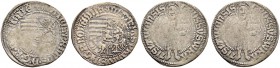 DAS HERZOGTUM SCHLESIEN 
 Matthias Corvinus, 1473-1490 
 Groschen o. J., Breslau.
 Av. Ungarisches Wappen. Rv. Johannes der Täufer.
 2,61 g. und 2...