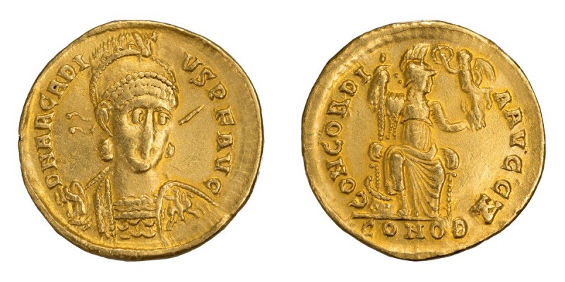 Arcadius. Solidus; Arcadius; 383-408 AD, Constantinople, c. 397-402 AD, Solidus,...