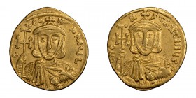 Constantine V with Leo III, Reverse Legend Error. Solidus; Constantine V with Leo III, Reverse Legend Error; 741-745 AD, Constantinople, Solidus, 4.43...