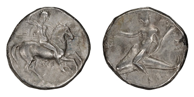 Calabria, Tarentum. Stater; Calabria, Tarentum; c. 325-281 BC, Stater, 7.86g. Vl...