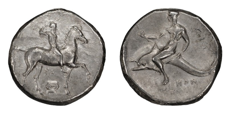 Calabria, Tarentum. Stater; Calabria, Tarentum; c. 325-281 BC, Stater, 7.90g. Fi...