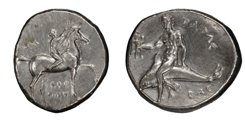 Calabria, Tarentum. Stater; Calabria, Tarentum; c. 302-281 BC, Stater, 7.98g. Vl...