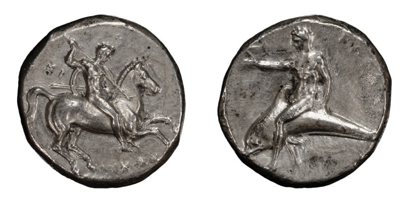 Calabria, Tarentum. Stater; Calabria, Tarentum; c. 302-281 BC, Stater, 7.87g. Vl...