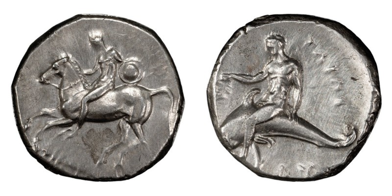 Calabria, Tarentum. Stater; Calabria, Tarentum; c. 302-281 BC, Stater, 7.93g. Vl...