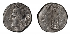 Lucania, Metapontum. AR Nomos; Lucania, Metapontum; c. 330-290 BC, Nomos, 7.90g. Johnston, Metapontum-Class C, 7.5. Obv: Wreathed head of Demeter l. R...