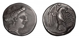 Euboea, Chalcis. Drachm; Euboea, Chalcis; 4th century BC, Drachm, 3.77g. SNG Cop-435, SNG Delepierre-1376. Obv: Head of the nymph Chalkis r., wearing ...
