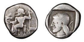 Arcadia, Cleitor. Achaean League Hemidrachm, ex BCD; Arcadia, Cleitor; 479-470 BC, Hemidrachm, 2.82g. BCD-1395. Obv: Zeus seated holding eagle. Rx: He...