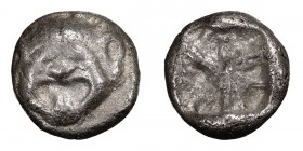 Mysia, Parium. Drachm; Mysia, Parium; c. 500-475 BC, Drachm, 3.84g. SNG Cop-256, Asyut-612, Rosen-525. Obv: Gorgoneion. Rx: Irregular incuse.. VF