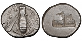 Ionia, Ephesus. Drachm; Ionia, Ephesus; c. 500-420 BC, Drachm, 3.39g. Karwiese Serie VI, 2B; SNG Aulock 1825–1826; SNG Kayhan-122. Obv: E-F flanking b...