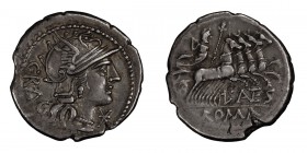 L. Antestius Gragulus. Denarius; L. Antestius Gragulus; 136 BC, Denarius, 3.87g. Cr-238/1, Syd-451, RSC Antestia-9. Obv: Head of Roma r., GRAG behind....