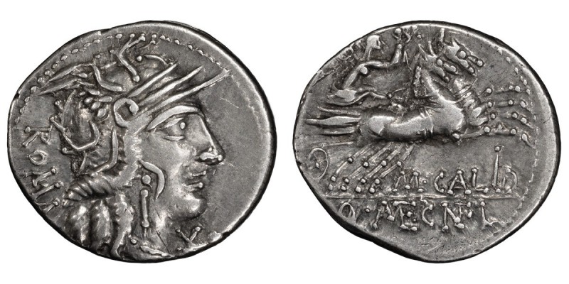 Marcus Calidius, Q. Metellus and Cn. Fulvius. Denarius; Marcus Calidius, Q. Mete...