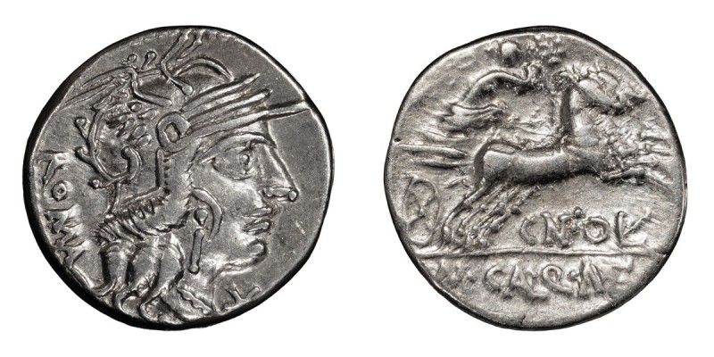 Cn. Fulvius, M. Calidius & Q. Metellus. Denarius; Cn. Fulvius, M. Calidius & Q. ...
