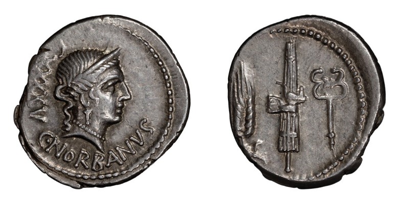 C. Norbanus. Denarius; C. Norbanus; 83 BC, Denarius, 3.69g. Cr-357/1b, Syd-739, ...
