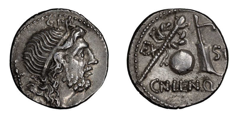 Cn. Lentulus. Denarius; Cn. Lentulus; 76-75 BC, Denarius, 3.85g. Cr-393/1a, Syd-...