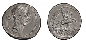 L. Marcius Philippus. Denarius; L. Marcius Philippus; 56 BC, Denarius, 3.93g. Cr-425/1, Syd-919, RSC Marcia-28. Obv: Diademed head of Ancus Marcius r....