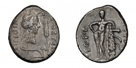 Q. Caecilius Metellus Pius Scipio. Denarius; Q. Caecilius Metellus Pius Scipio; 47-46 BC, Denarius, 3.85g. Cr-461/1, Sear Imperators-44, Syd-1051, RSC...