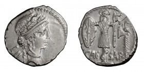Julius Caesar. Denarius; Julius Caesar; 48-47 BC, Denarius, 3.82g. Cr-452/2, Syd-1009, Sear Imperators-11. Obv: Head of Venus r., LII behind. Rx: CAES...
