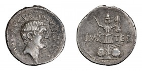 Mark Antony. Denarius; Mark Antony; 37 BC, Denarius, 3.79g. Cr-536/1, Sydenham-1203, Sear Imperators-269, C-16 (10 Fr.). Obv: [M] ANT.AVGVR.III.VIR.R....