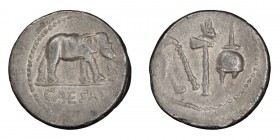 Julius Caesar. Denarius; Julius Caesar; 49-48 BC, Military mint, Denarius, 3.79g. Cr-443/1; Syd-1006; Sear, Imperators-9. Obv: CAESAR Elephant walking...
