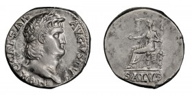 Nero. Denarius; Nero; 54-68 AD, Rome, 65-6 AD, Denarius, 3.36g. BM-90, C-314, Paris-228, RIC-60 (R ). Obv: NERO CAESAR - AVGVSTVS Head laureate r. Rx:...
