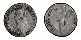 Nerva. Denarius; Nerva; 96-98 AD, Rome, 97 AD, Denarius, 3.31g. BM-57, Paris-42, C-71, RIC-28. Obv: with titles TR P II COS III. Rx: FORTVNA - AVGVST ...