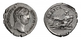 Hadrian. Denarius; Hadrian; 117-138 AD, Rome, c. 132 AD, Denarius, 2.89g. BM-813, C-140, RIC-299. Obv: HADRIANVS - AVG COS III P P Head bare r. Rx: AF...